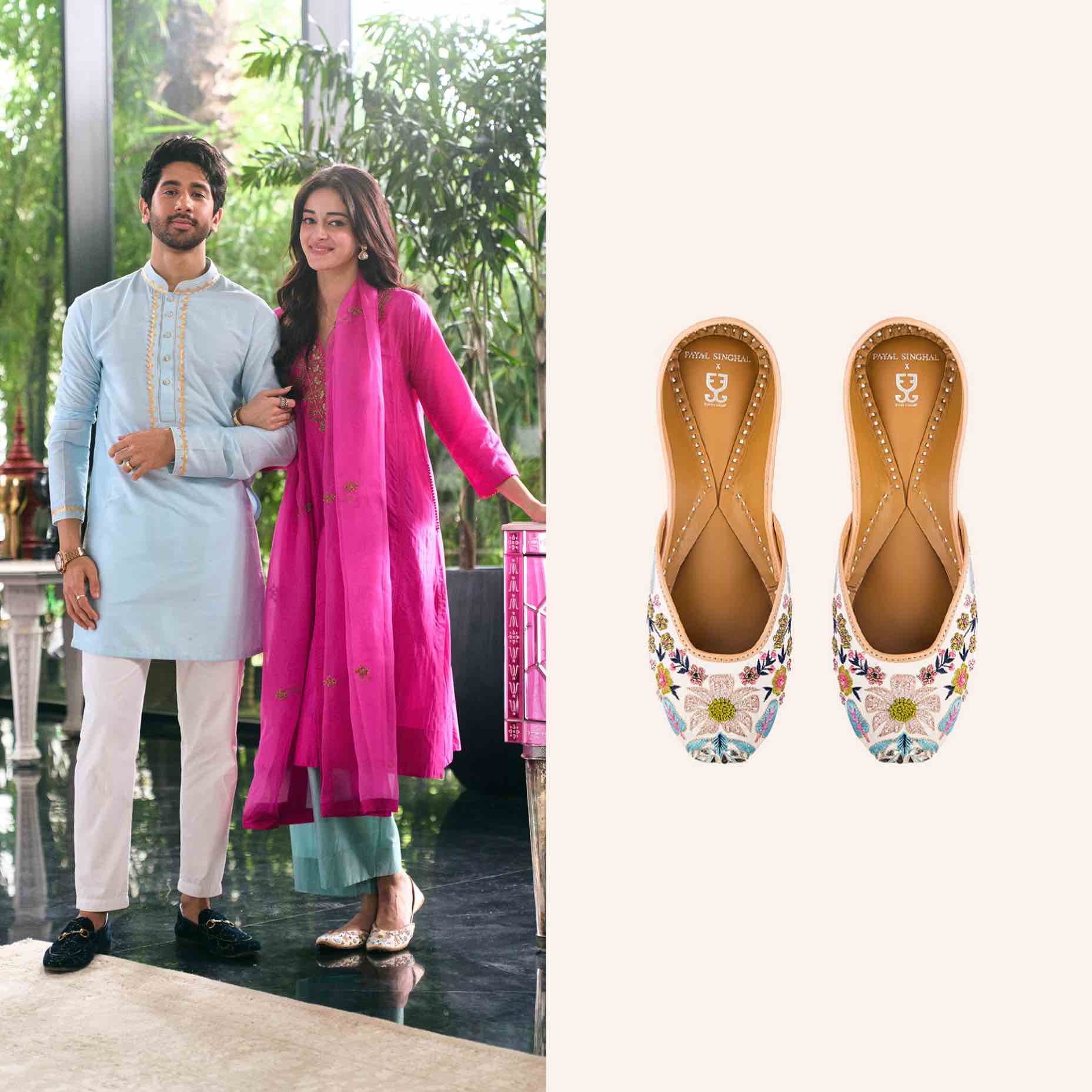 Ananya Panday in Flower Power : Juttis - Payal Singhal X Fizzy Goblet