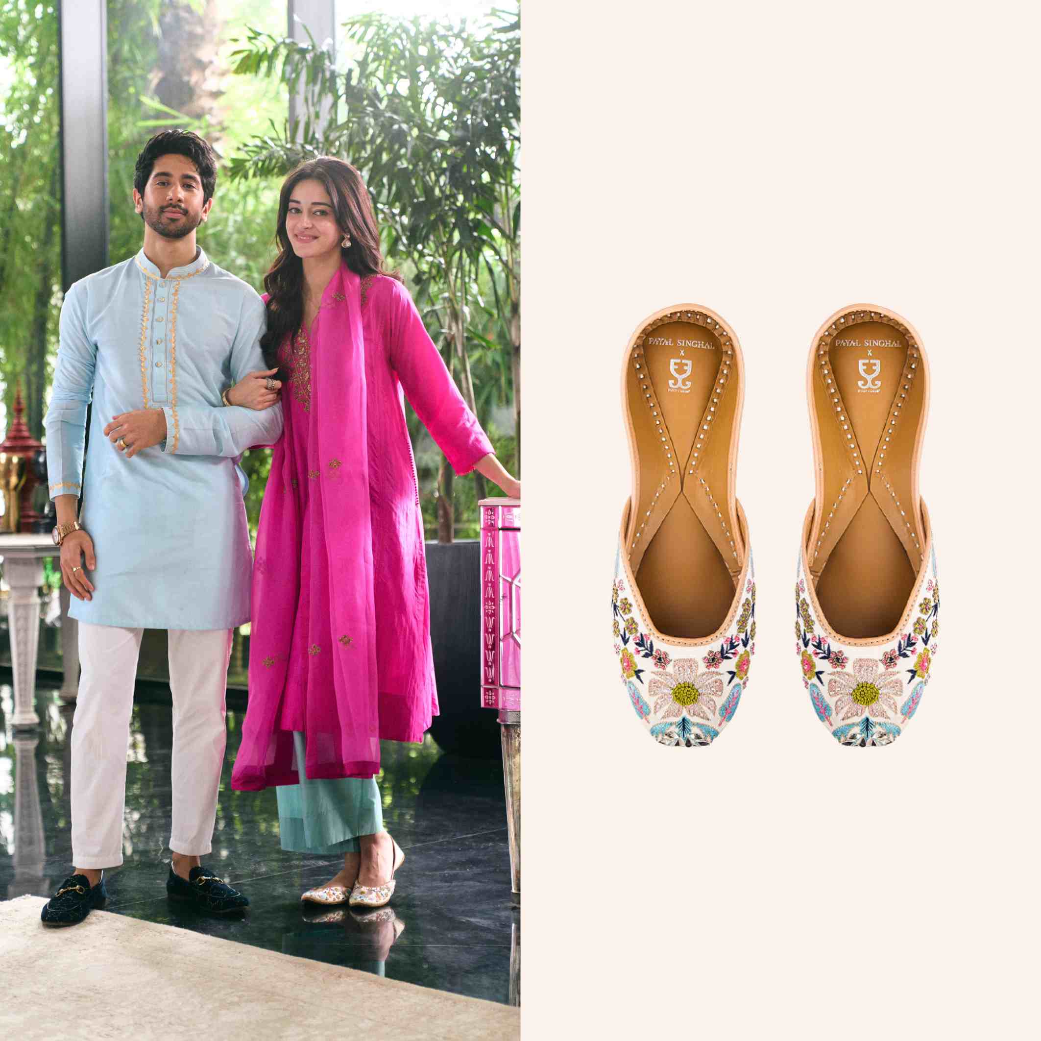 Ananya Panday in Flower Power : Juttis - Payal Singhal X Fizzy Goblet