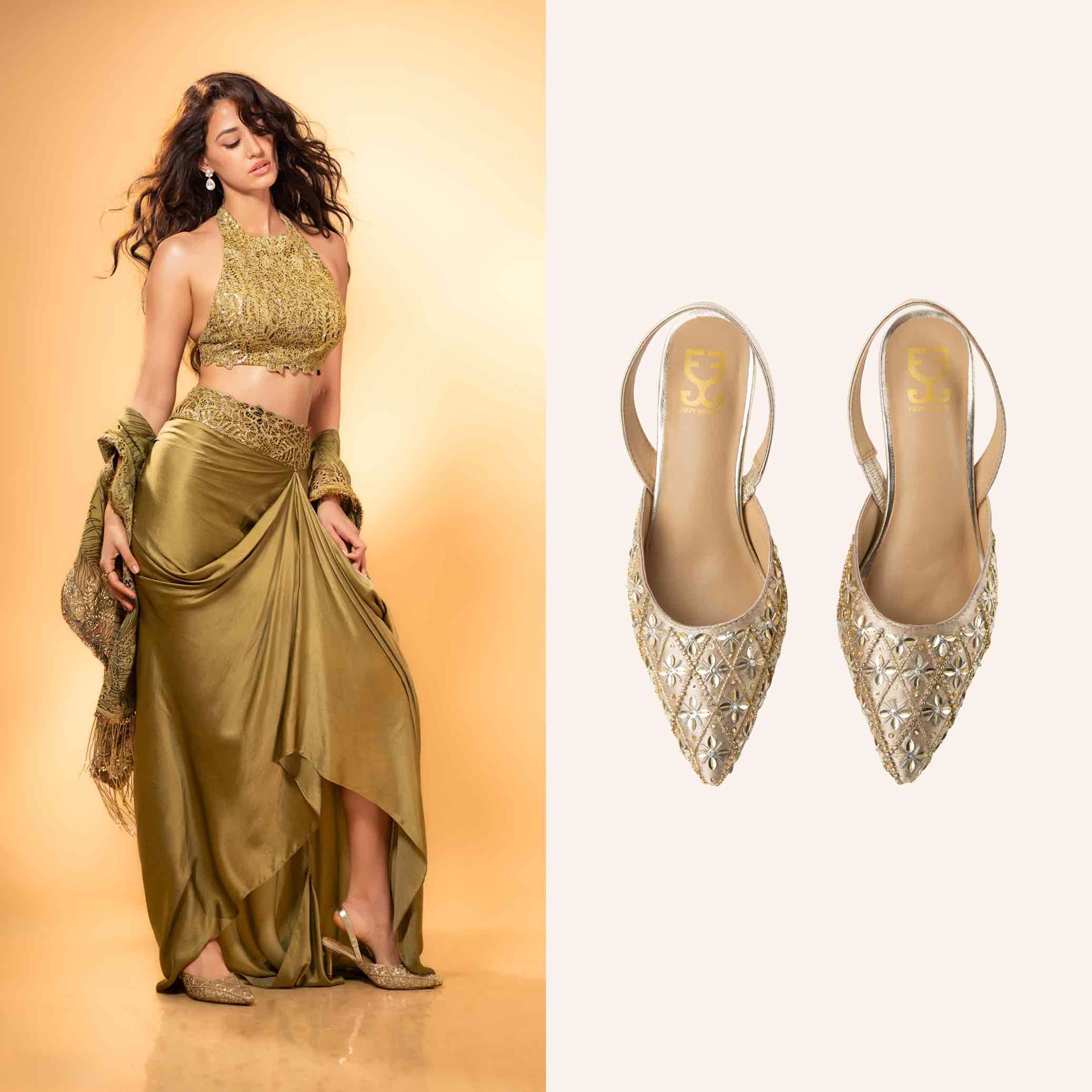 Disha Patani in Starstruck : Salsa Mule Heels - Kareena Kapoor Khan x Fizzy Goblet - Limited Edition