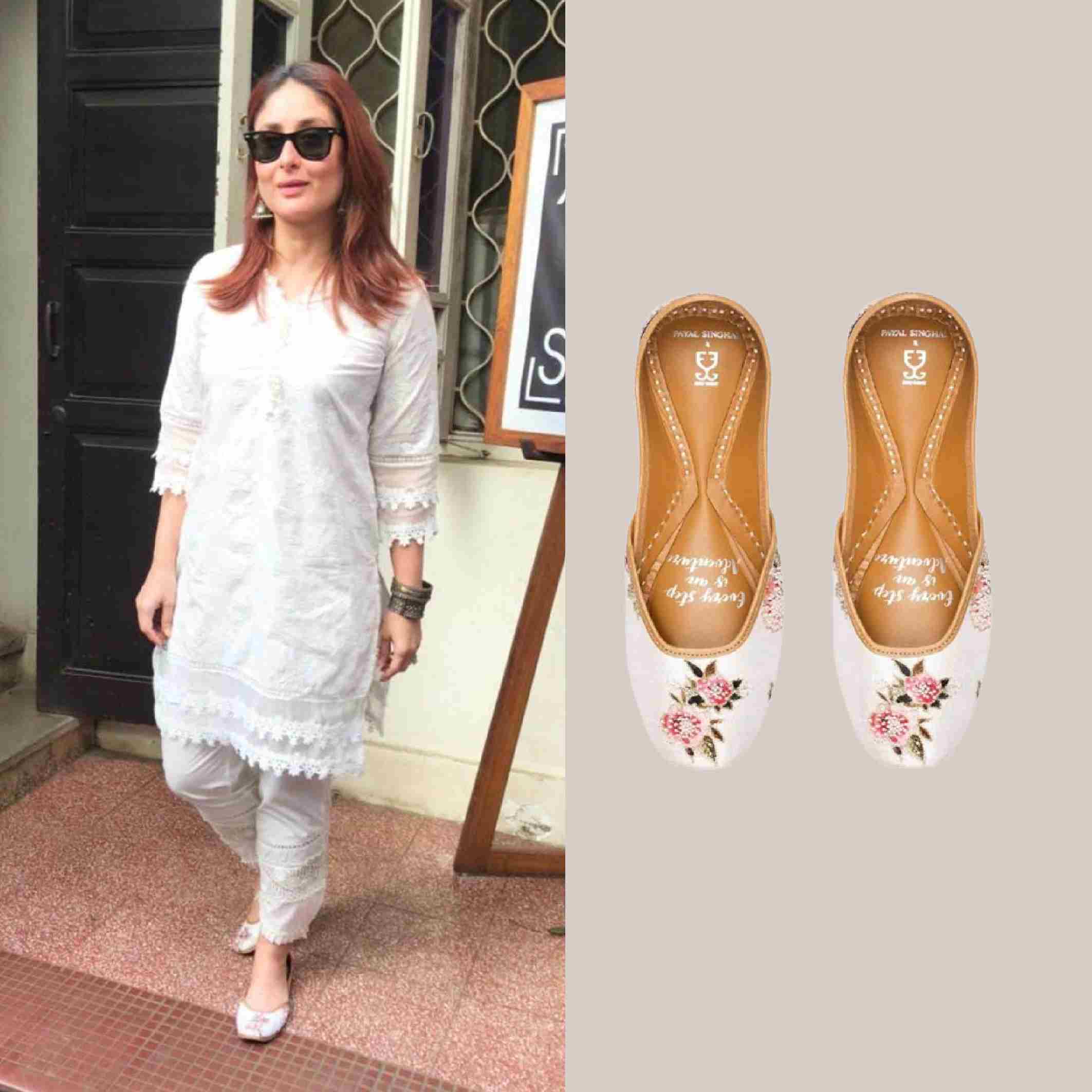 Kareena Kapoor in Belle's Rose : Juttis - Ivory: Payal Singhal X Fizzy Goblet