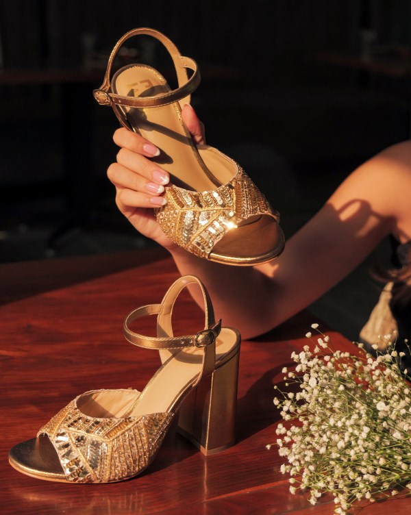 Buy Gold Heels For Women Online in India | Mochi Shoes