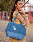 Bazaar Tote Leather With Handwoven Raffia - Limited Edition