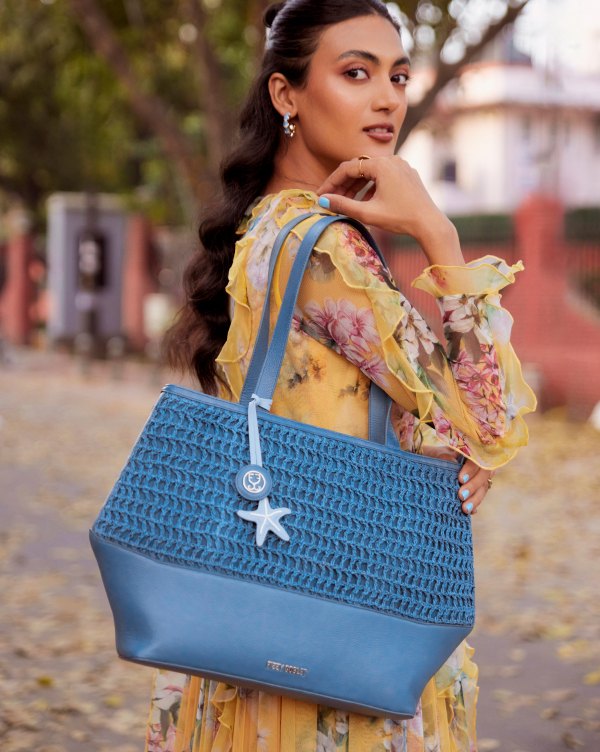 Bazaar Tote Leather With Handwoven Raffia - Limited Edition