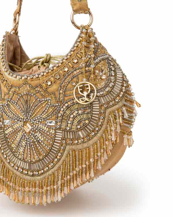 Bold in Gold Potli (With Embroidered Handle)