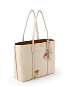 Fizzy Tote Leather Cream (With honeybee and floral embroidery)