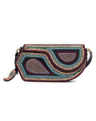 GEO Shoulder Bag Leather Black (With Colourful Beads)