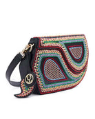 GEO Shoulder Bag Leather Black (With Colourful Beads)