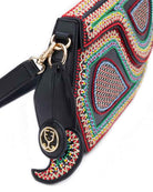 GEO Shoulder Bag Leather Black (With Colourful Beads)