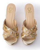 Gold Fashioned Criss Cross Wedge