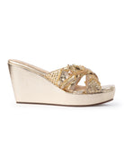 Gold Fashioned Criss Cross Wedge