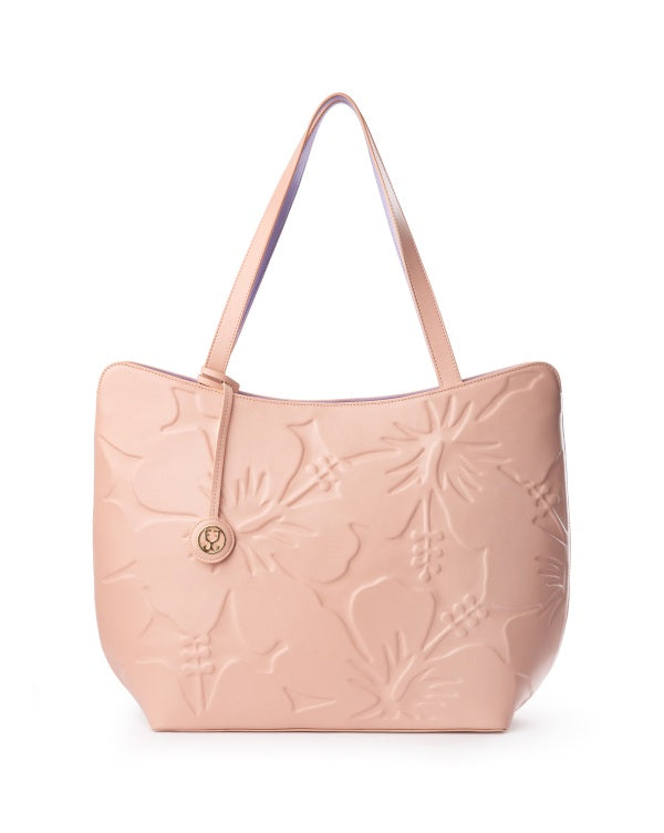 Hibiscus Tote With Debossed Motifs