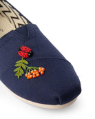 TOMS X Fizzy Goblet Zardozi Ladybird Navy Slip Ons