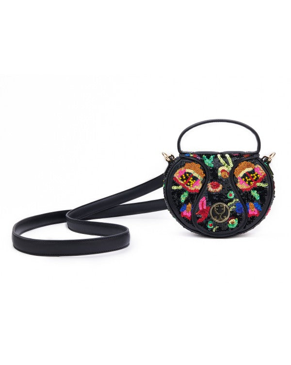 The Micro Bag Leather Black (With Sequins Embroidery)