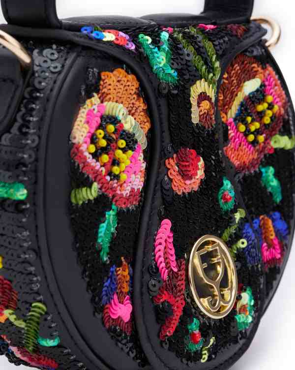 The Micro Bag Leather Black (With Sequins Embroidery)