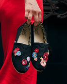 TOMS X Fizzy Goblet Resham Embroidered Midnight Garden Slip Ons