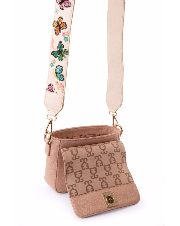 Mini Goblet Crossbody Bag : Misty Pink With Embroidered Strap