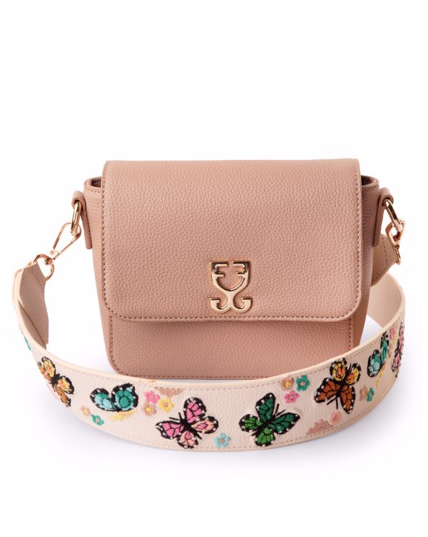 Mini Goblet Crossbody Bag : Misty Pink With Embroidered Strap