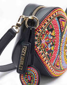 NEO Shoulder Bag Leather Black (With Colourful Beads)