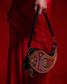 NEO Shoulder Bag Leather Black (With Colourful Beads)