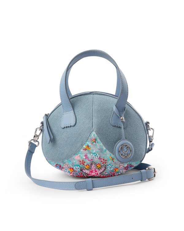 Oyster Crossbody In Denim And Leather With Embellished Sequins - Limited Edition