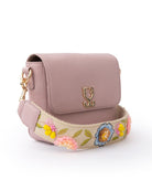 Mini Goblet Crossbody Leather Blush Pink with Embroidered Strap