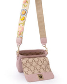 Mini Goblet Crossbody Leather Blush Pink with Embroidered Strap