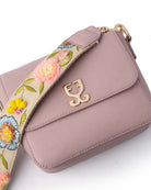 Mini Goblet Crossbody Leather Blush Pink with Embroidered Strap