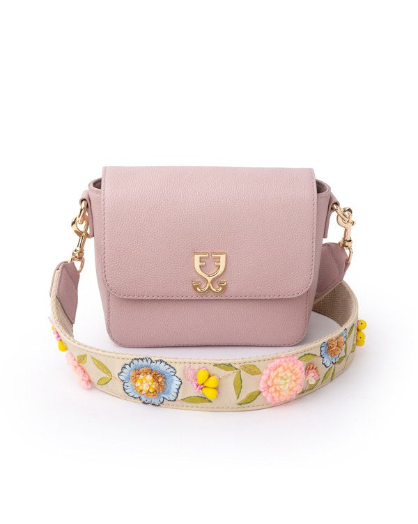 Mini Goblet Crossbody Leather Blush Pink with Embroidered Strap