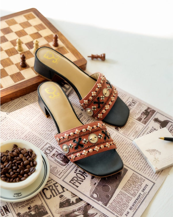 Rise & Chai : Slipon Block Heels