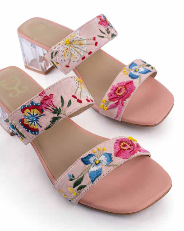 Amazon.com | Holibanna Women High Heel Floral Embroidered Sandals Summer  Pointed Toe Elegant High Heels Classic Chunky Wedding Dress Shoes（Please  buy one size bigger ） | Heeled Sandals