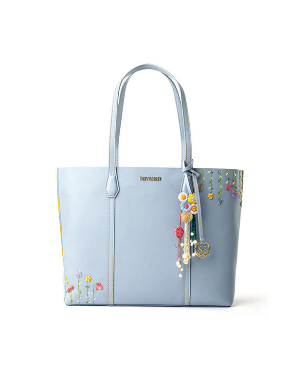 Fizzy Tote Leather ââ,¬â?? Stone Blue